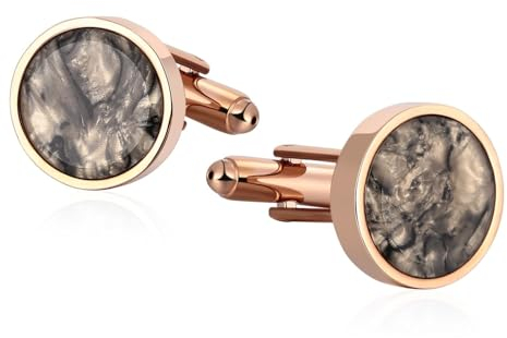 Dsnyu Manschettenknöpfe Rosegold, Hemd Manschettenknöpfe Herren Runder Kubischer Zirkon Edelstahl Anzug Schmuck mit Geschenkbox