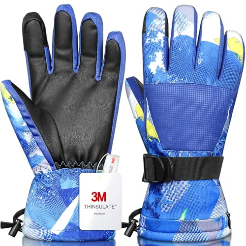 Odtmger Ski Gloves,Winter Waterproof & Warm Snow Gloves for Parent Child Kids-Skiing,Cycling,Motorcycle,Running
