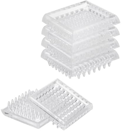 sourcing map 8 Pcs Carpet Protectors Spiked Caster Cups 1.89 Square Spiked Furniture Cup Furniture Carpet Protectors for Furniture Legs Table Chair Sofa
