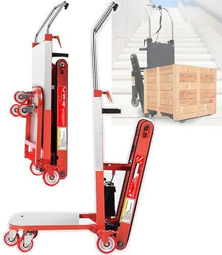Treppensteigmaschine (24 V/26 Ah) – 120–180 Cm Teleskopgriff, Elektrische Handkarre Für Treppenlifte, Treppen Hoch Und Runter (80 Stockwerke), Belastung: 300 Kg,Red