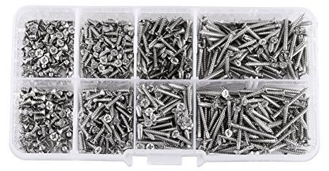 Holzschrauben, 800PCS Selbstschneidende Schrauben set Edelstahlschrauben Linsenkopfschrauben Blechschrauben Kreuzschlitzschrauben mit Box M2 4-20mm
