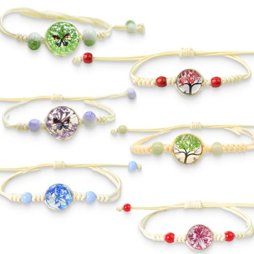 Geflochten Freundschaft Armbänder Verstellbare Freundschaftsarmband Schmetterling Bunte Blumen Baum des Lebens Gewebte Armbänder Handgefertigt Armband für Frauen Teenager