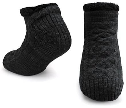 Toffelstrumpor för män med grepp - Fluffiga strumpor i fleece för män | Vanliga stickade svarta, grå, marinblå | värmeisolerade, mjuka, bekväma, halkfria husstrumpor | Vinter, kalla, inomhuskläder |