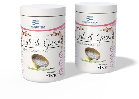 Sali di Epsom 2KG, Solfato di Magnesio Puro per Aromaterapia, Bagno Rilassante Muscolare, 100% Naturale