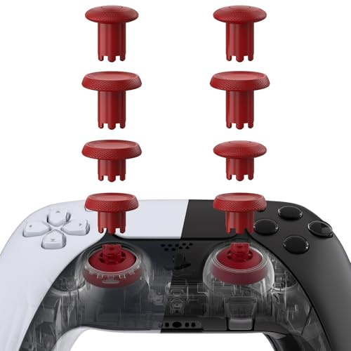 eXtremeRate ThumbsGear V3 Joysticks pour ps5/ps4 Controller pour ps5 Edge Manette,Stick Analogique de Remplacement pour ps4 Manette,Joysticks Interchangeable pour ps5 Controller-Rouge Carmin(10PCS)