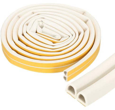 PATIKIL 20 ft D Shape Rubber Seal Strip, Self-Adhesive EPDM Rubber Door Weather Stripping for Boat, RV, Auto, Truck, Marine, Garage Doors/Window, W: 5/9, H: 1/2, White/Red