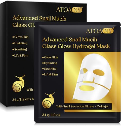 Masque Collagène à Mucine d'Escargot Hydratant pour le Visage Masque en Tissu avec Acide Hyaluronique Anti Rides Anti Vieillissement Soin Quotidien Ultra Hydratant pour Peau Sèche et Sensible (6 PCS)
