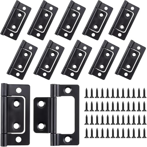 UICCVOKK 12 Stück Flachscharnier Klappbar - 51mm x 25mm Scharnier Schwarz | Türscharniere, Aushebescharnier,Scharniere , Stumme Lagerscharniere, Türbeschläge 360 Grad Drehbare Mönbelscharniere