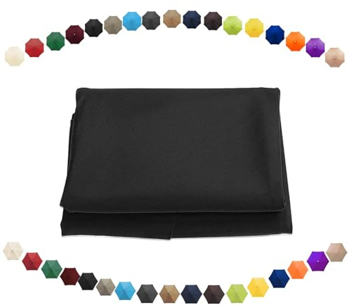 JXNVHJ 6/8 Baleines Tissu De Rechange pour Parapluie, Housse De Rechange pour Parasol Ronde De 2/2.3/2.5/2.7/3/3.5 M UV50+ Toile De Rechange pour Parasol Déporté(Black,11.4ft (350cm)/8 Arms)