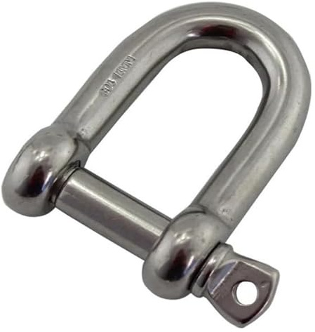 Anillo en D de acero inoxidable. 1 grillete en D de acero inoxidable 304 con pasador roscado de 4 mm, 5 mm, 6 mm y 8 mm. Grillete en D con pasador roscado de acero inoxidable for pulseras (6 mm).(4mm)