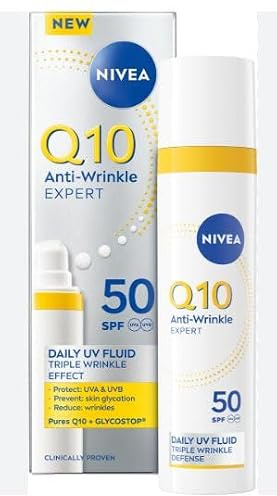 NIVEA Q10 EKSPERT Anti-Falten Daily UV Fluid für Gesicht mit SPF 50, 40ml