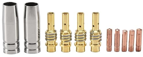 Cpolebev 11 STÜCKE MB15AK MIG SchweißEr Verbrauchs Material Schweiß mit Konischer DüSe Gas DüSen Halter (0,6 Mm 0,8 Mm 1,0 Mm)