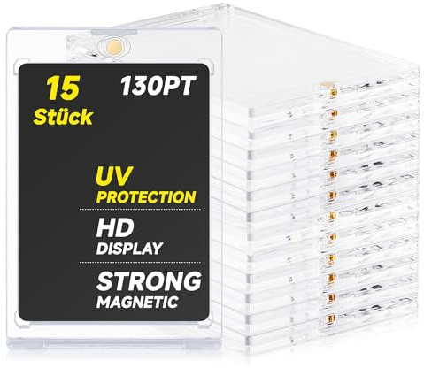 Meetory Set med 15 Magnetic Trading Card Holder, 130PT, magnetiskt genomskinligt kortstativ, korthållare för Magic, MTG, sport, baseboll