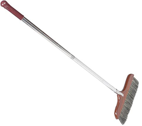 VALICLUD Soft Bristle Dust Broom Oak Handle Stainless Steel Long Handle Kitchen Broom
