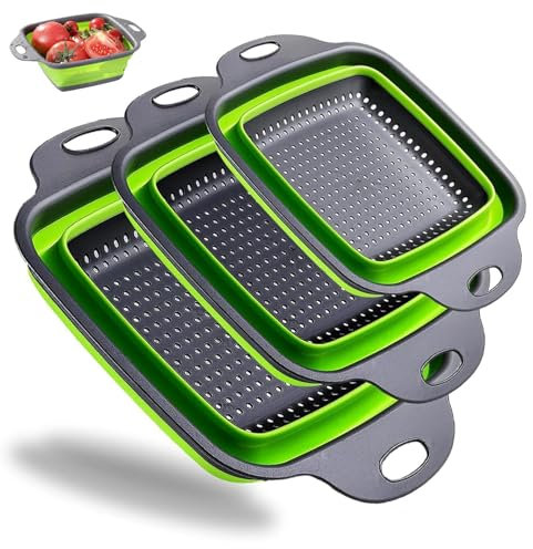 Colador plegable, resistente al calor, colador de cocina que ahorra espacio (rectangular)