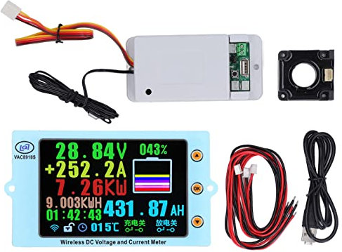 Monitor della Batteria Wireless, Amperometro di Tensione 0-500V con Sensore Hall, Bluetooth e 485 Comunicazione, Protezione da Sovratensione/corrente, Misuratore di capacità da