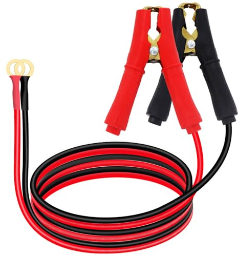YINGAYOU 12AWG Battery Alligator Clips to O Ring 8mm Battery Power Clamp Cables 12V 24V, Apply to Inverter, Motorcycle, Car, Solar Controller is Connected (2 m /6.5FT)