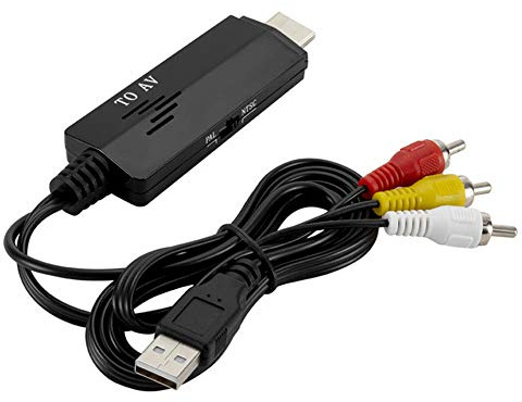 POENVFPO HD a AV para el Cable Convertidor 480i 576i Cable de Convertidor de Video Masculino a Masculino para TV VHS VCR Negro