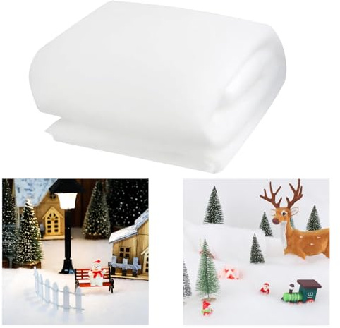 ETONSUNNY Fake Snow,Artificial Snow Christmas Decorations,Fake Snow Blanket Soft,Fluffy and Pure White,240 * 80cm Snow Blanket Christmas Tree Decorations (No light)