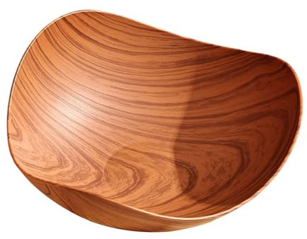 Gralara Plat à Fruits Bol de Service, Plateau en Imitation de Bois, Corbeille à Collations avec Design Unique en Forme Triangulaire, Plateau à Noix, Adapté pour l'Exposition des Fruits et Pain, Brun