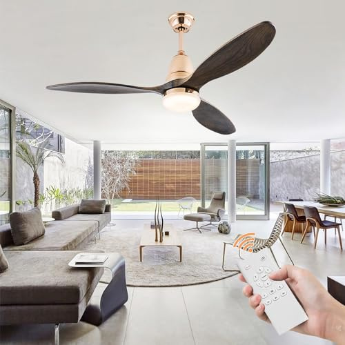 HXFFXHF 42'' Ceiling Fans with Lights and Remote Wood, Silent Ceiling Fans 6 speeds 3 Colours Reversible, Chandelier Fan Light with Timer, Fan Light Ceiling for Living Room Bedroom Dining