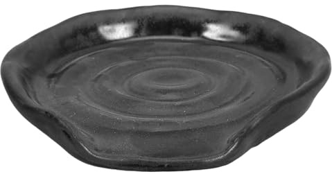 TOYANDONA Repose-Cuillère en Céramique Noire Antidérapante Porte-Louche et Repose-Baguettes Support Ustensiles Cuisine pour Plan de Travail Résistant à la Chaleur Design Artisanal