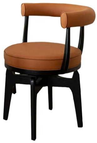 Ergonomisk svängbar matstol i PU-läder med armstöd, snygg svart och brun stoppad sits för matsal, kontor eller vardagsrum – bekväm och modern design (1 stol)