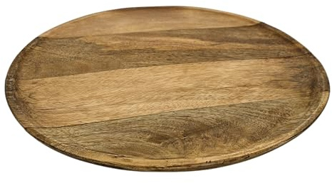 Meinposten Holzteller Dekoteller rund hellbraun dunkelbraun 37 cm Kerzenteller Mangoholz (Natur)