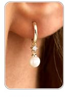KINHOPI Perlen Ohrringe Damen, Silber/14K Vergoldet Ohrringe | Perlenohrringe, Creolen mit Perlen Hängend, Zirkonia Perlentropfen Anhänger, Hypoallergen Schmuck, Geschenke für Damen