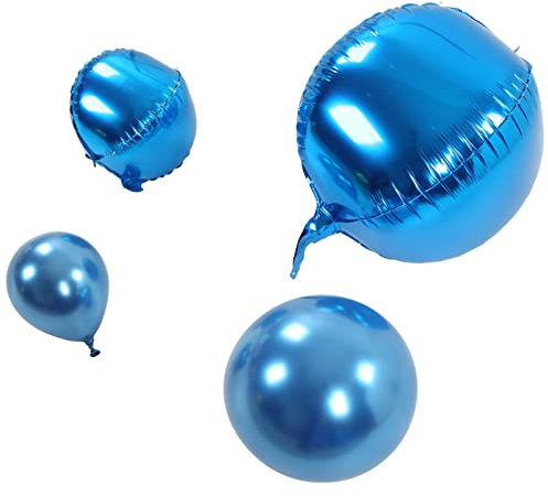 Ahgsup Blå Naturlatex Ballonggirlander Slitstark Vacker Stil för Festdekorationer, 60 Latexballonger 6 Folieballonger Idealisk Present Till Födelsedagsbröllop