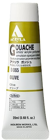 Holbein akryl gouache artister akryl polymeremulsion, 20 ml oliv (D065)