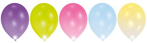 Amscan 9901048 - 5 LED Latexballons, circa 28 cm, Geburtstag, Heliumballon