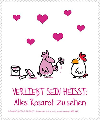 Rannenberg & friends Reinigungstuch Brillenputztuch Hühner: rosarot sehen, Microfasertuch Reinigungstücher Brillenputztücher Tücher Hahn Huhn