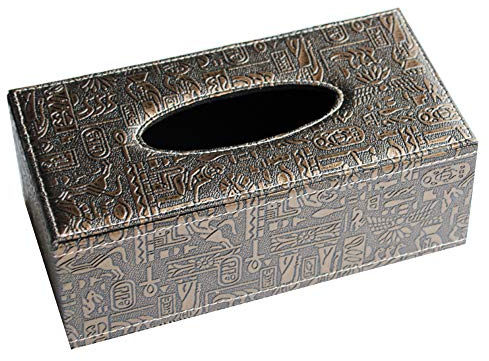 LLRY robuste PU-Leder-Taschentuchbox für Auto & Fahrzeug-Dekoration, eleganter Kosmetiktuchhalter, rechteckige Box (1 Stück, Retro-Print)
