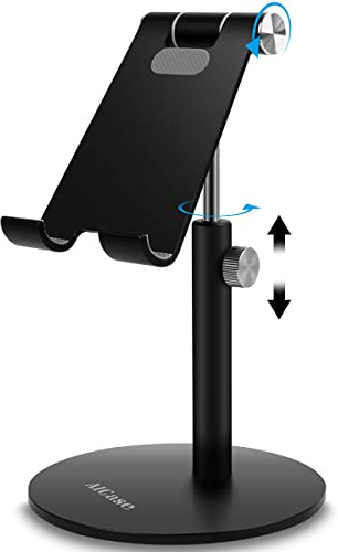 AICase Support Tablette/Téléphone, Universel Réglable Support pour iPad Pro 10.5/9.7/12.9, iPad Air, iPad Mini 2/3/4, iPhone, Samsung Tab, d'autres Smartphones et Tablettes [4-12.9 Pouces] - Noir