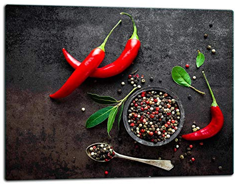 TMK ArtDeko – Schneidebrett Glas – Glasschneidebrett für die Küche 52x40 cm – Robust, Hygienisch & Rutschfest – Glas Schneidebrett – Zusätzliche Arbeitsfläche – Vielseitige Nutzung