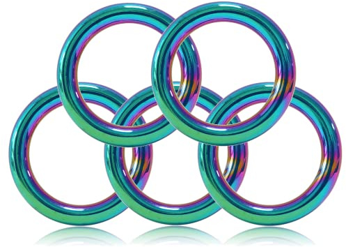 Ganzoo O-Ring aus Druckguss 25mm, 5er Set, Regenbogen/Rainbow, geschweißt, nichtrostend, ideal für Paracord 550, DIY Zubehör für Hundeleine und Hundehalsband, Ringstärke 5 mm, innen 26 mm außen 36 mm
