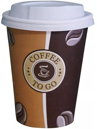 Gastro-Bedarf-Gutheil 100 Kaffeebecher Pappe 300ml / 12oz Pappbecher Einwegbecher EINWEG Coffee to go 0,3 L Top Becher mit Deckel in weiss
