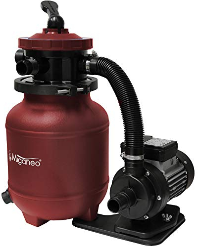 Filtre à sable Miganeo Speedclean 7000 | 4,5-6,3m³/h - pour piscine jusqu'à 19 m³ - auto-aspirant - rouge