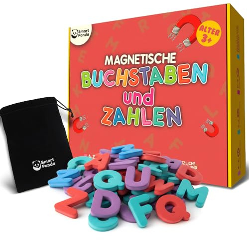 Smart Panda Magnetische Buchstaben und Zahlen für Kinder - [1x A-Z, 3x a-z, 2x 0-9 und deutschen Symbolen] Alphabet-Set Kühlschrankmagneten für Kinder - ABC-Spiele zum Buchstabieren und Lesen Lernen