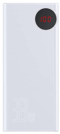 KINGDUO 30000Mah Power Bank 5 Salidas Y 3 Entradas 18W USB-C Pd3.0 Qc3.0 Carga Rápida Led Digital Pantalla Externo Batería - Blanco