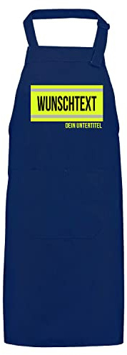 FIREFUN | Feuerwehr-Grillschürze Profi | Silberstreifen & Untertitel Wunschtext 1-Zeilig | personalisierbar Koch-Schürze personalisiert | Feuerwehrmann Feuerwehrfrau