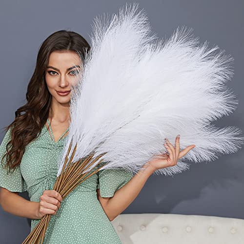 FOTEEWL 8 Stück Pampasgras aus künstlichem Pampasgras, Dekoration, 96.5 cm hoch, künstliche Pompas-Blumen, große künstliche Pompas-Zweige, Zuhause, Boho-Dekoration (weiß)