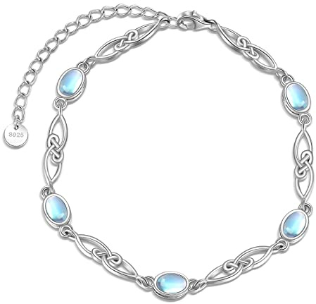 YAFEINI Mondstein Armband 925 Sterling Silber Keltische Unendliche Liebe Schmuck für Frauen Mädchen