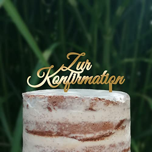 Cake Topper (Zur Konfirmation) Acryl/Holz, Tortenstecker, Torte, Kuchen, Stecker, Deko, Caketopper (Gold)