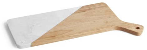 SPRINGLANE Planches à découper et de service - Bois d'hévéa et marbre (42 x 22 x 1,5 cm)