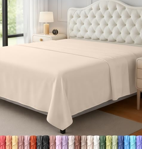 Utopia Bedding Sábana encimera – 1 Paquete (Queen, Beige) – Tela de Microfibra cepillada Suave – Sábana Superior Resistente al Encogimiento y a la decoloración – Sábana de Cama de fácil Cuidado