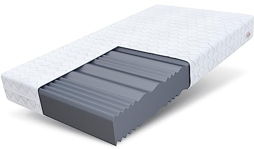 FDM Comfort Plus Schaumstoffmatratze 80x200 cm Höhe 10 cm 7-Liegezonen Matratze Kaltschaum H3 Öko-Tex Allergikergeeignet Bezug Waschbar Abnehmbar Weiß