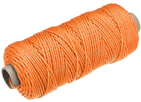 sourcing map Torcida Albañil Línea Nylon Cordel Cuerda Cordón Naranja 100M/109 Yardas 2mm Diámetro para Redes, Paisajismo, Hogar Mejora, Bricolaje Proyecto, Artesanía, Albañilería