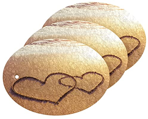 Kcldeci 3 Stück Küchenschwämme, Herz, Sand, Strandreinigung, kratzfest, wiederverwendbar, Mikrofaser-Schwamm für die Reinigung im Haushalt